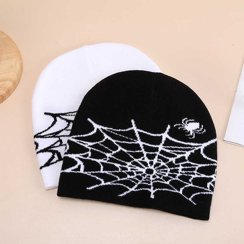 Spider Web Jacquard Knitted Hat Unisex Trendy Hat Hiphop Style Hat Autumn Winter Outdoor Warm Hat H251020