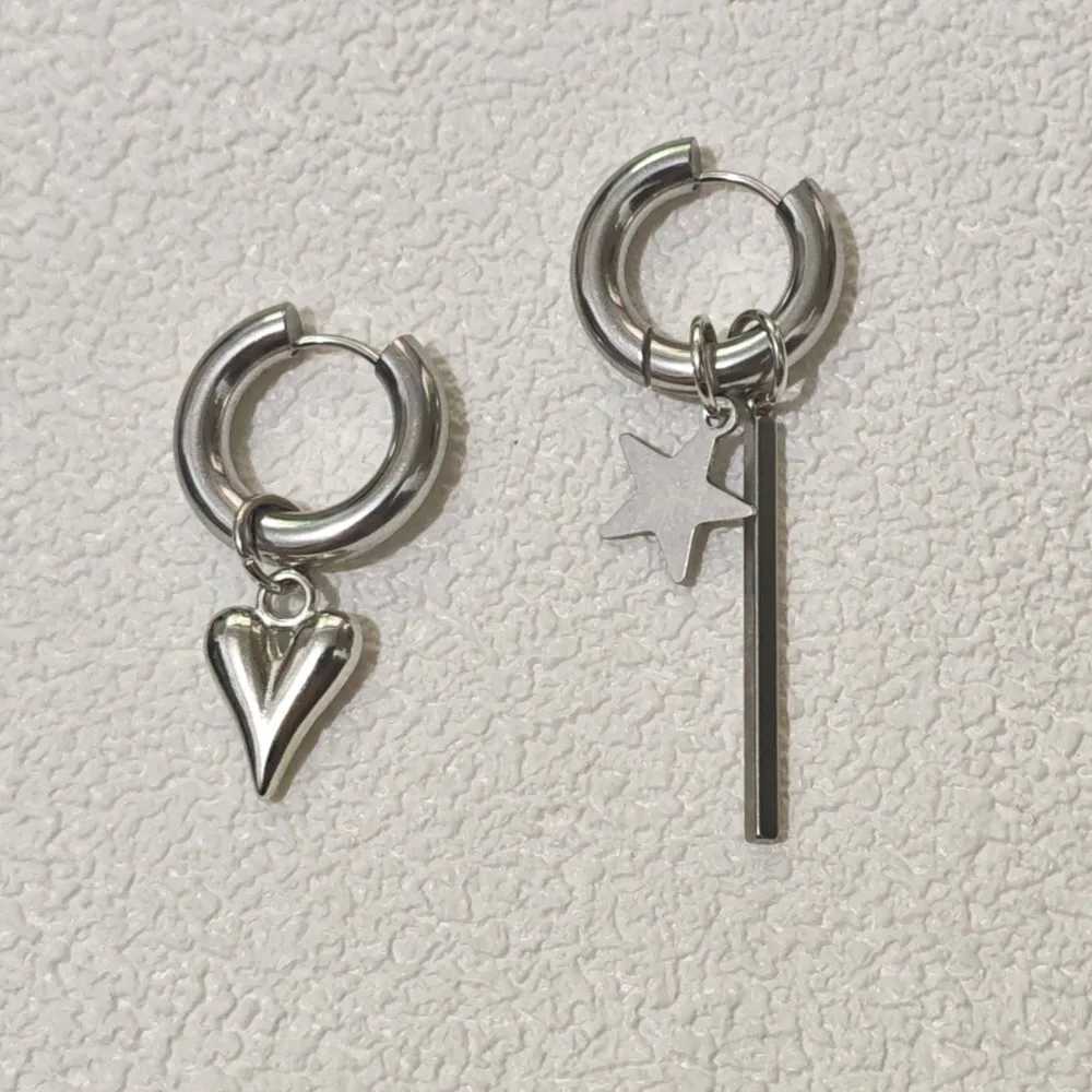 Long Heart Star Pendant Earring Trendy Heart Tassel Retro Design Geometric Asymmetry Dangle Earring For Women Party Jewelry Gift J251021