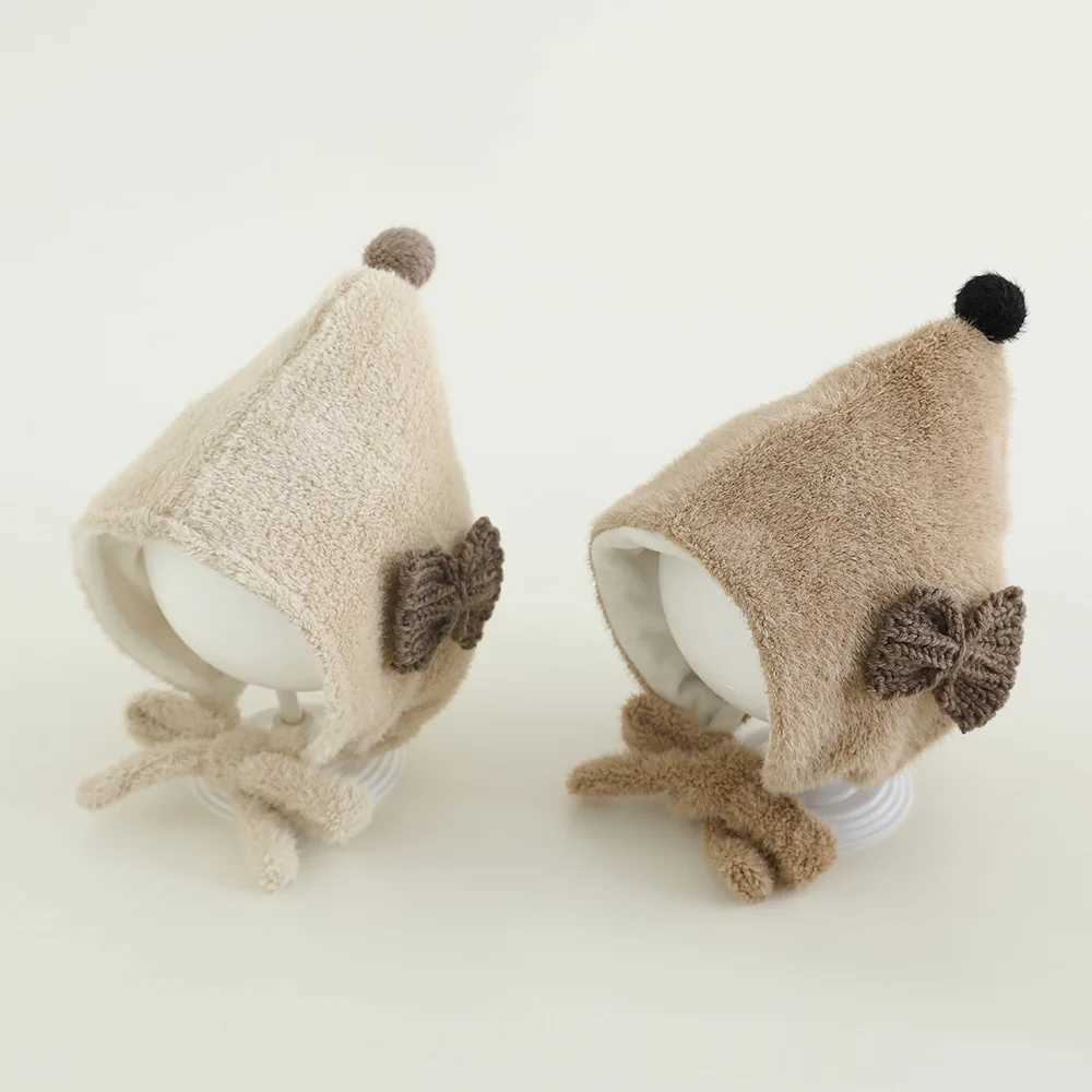 Cute Plush Ball Baby Ear Protection Hat Winter Warm Infant Knit Cap Infant Woolen Crochet Bonnet Children Pompom Beanies J251021
