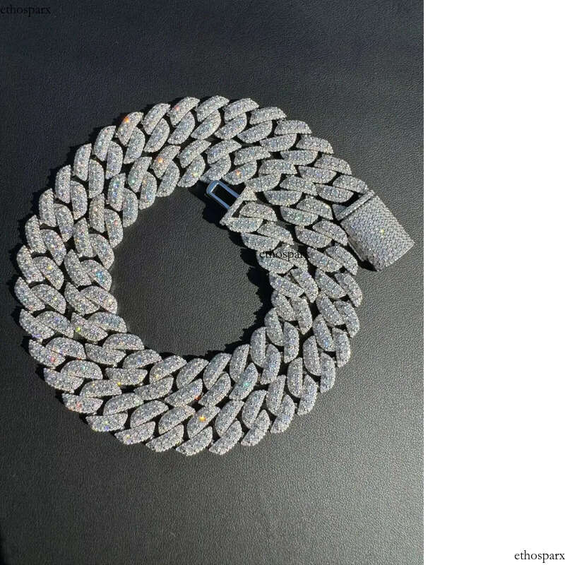 MOISSANITE Sterling Sier 10mm 12mm 14mm Miami Cuban Link Chain Rounded Prong Vintage 16-30 Lengths PASSES DIA Tester