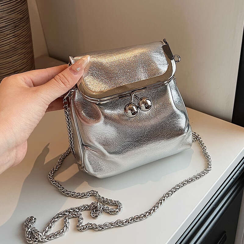 High-end Chain Mini 2025 New Model silver Shoulder Niche Design Clip Bag for Women