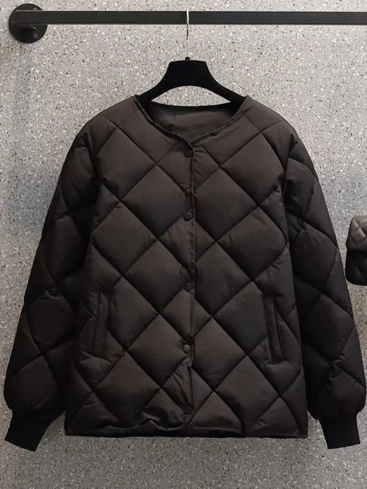 Womens ort Cotton Jaet Winter Korean Sle Lightweight Casual Diamond Pattern Versatile Slim Fit Long Sve Coat 251021