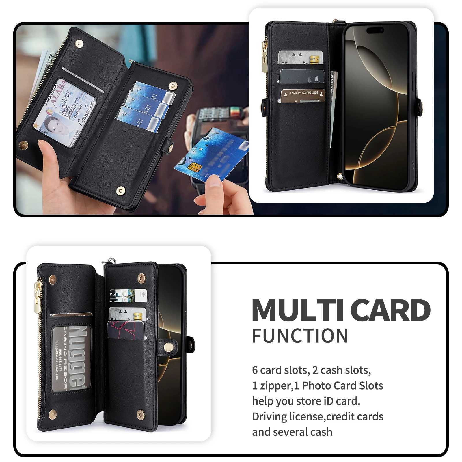 Leather Flip Case For IPhone 16 15 14 13 12 11 Pro X XS Max XR 8 7 6 Plus SE 5G 2020 2022 Lanyard Wallet Card Phone Bag Cover J251114