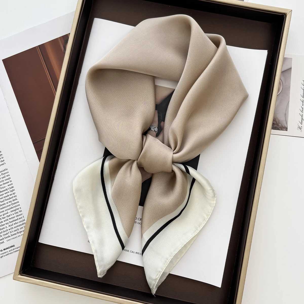 Luxury Floral Print Shawl Square Scarf for Women Soft Satin Wraps Neckerchief Female Hair Bands Ribbon Headband Bandana W251021