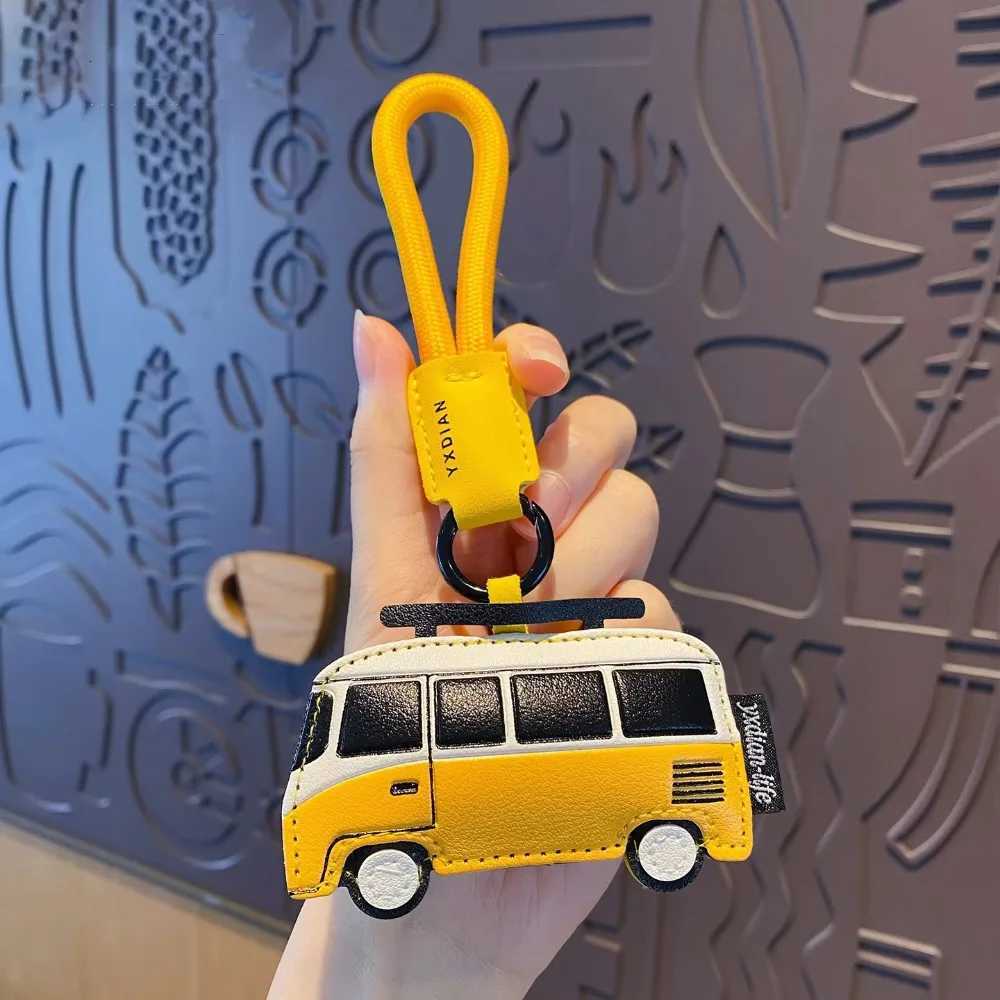 Cute Cartoon Airplane Keychain PU Leather Transportation Bus Shape Keychain Motorcycle Luxury Bag Hanging Decoration Women W251021