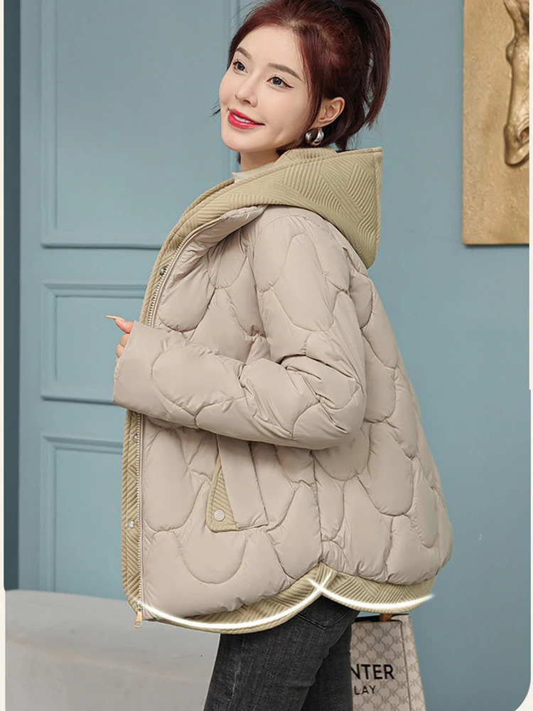 Fitshinling Fashion In Warm Parkas Coat Outerwear Women Clothing Twopiece Cotton Padded Quilted Winter Jacket Female 251021