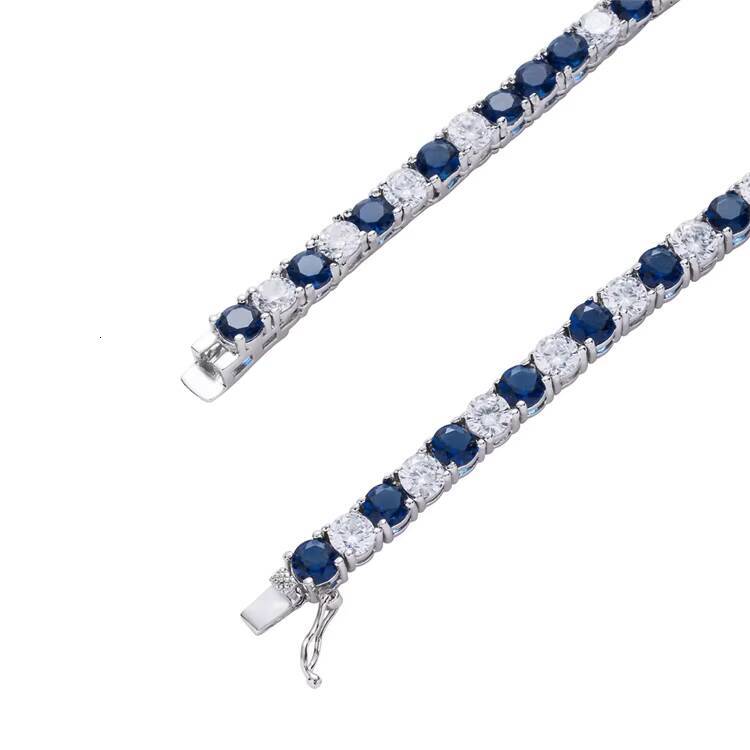 Hip Hop Style Moissanite Diamond Tester Sapphire Tennis Chain for Women and Men