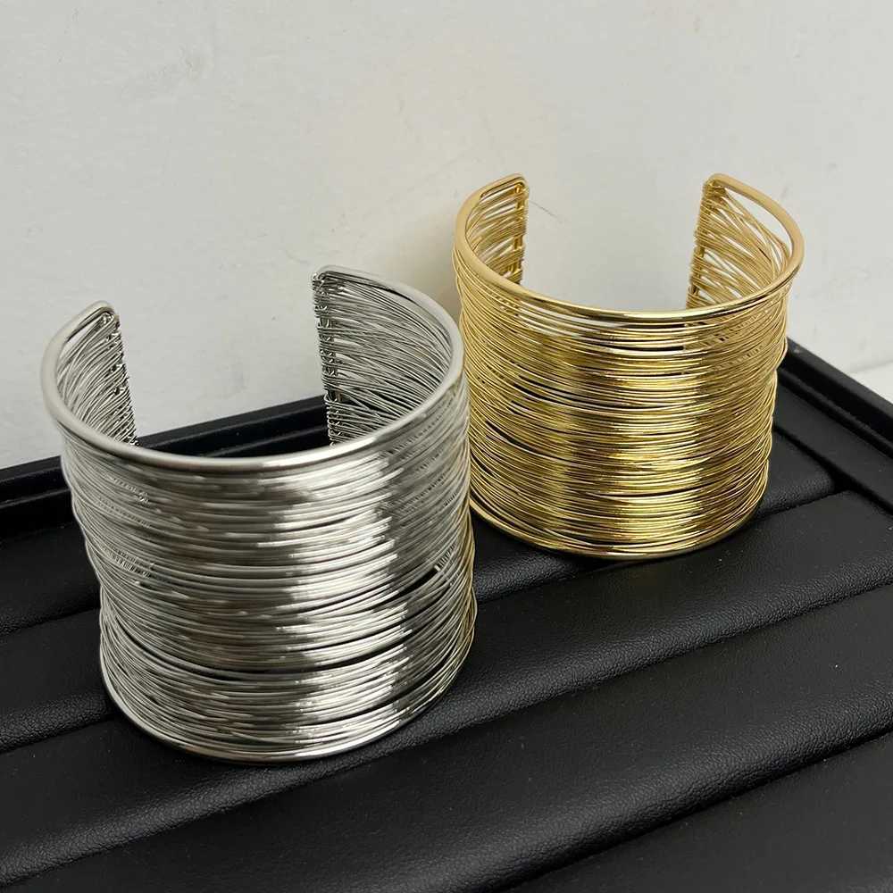 European and American street punk party bracelet with multilayered hollow steel wire Cshaped opening J251021