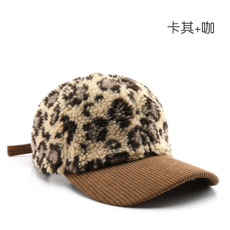 Womens Autumn Winter Unique Color Block Leopard Print Baseball Cap Mens Outdoor Travel Warm Coldproof Sunshade Duckbill Cap H251020