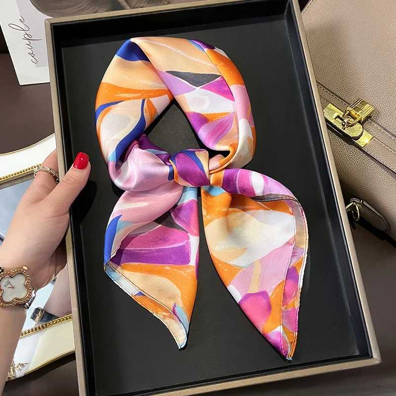 Luxury 2024 Square Silk Scarf for Wen Hijab Hair Bands Neckerchi Fa Satin Shawl Ribbon band Fashion Wraps BandanaW251021