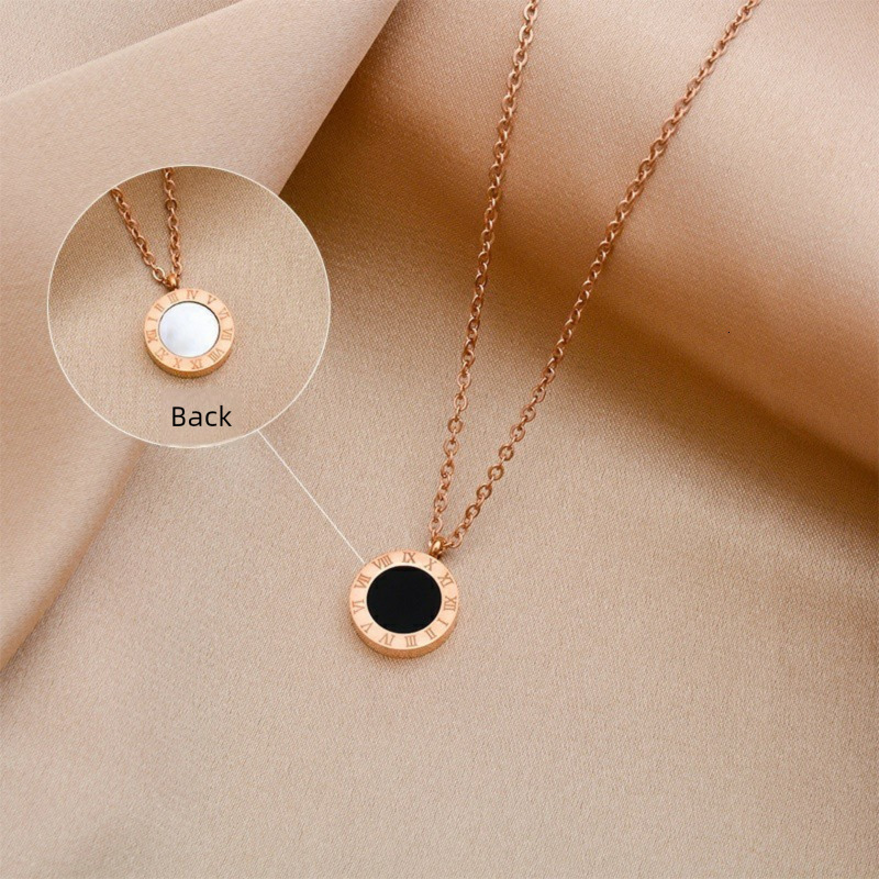 Stainl Steel Ran Numeral Black White Shell Necklace For Wen Fashion Round Pendant Chain Collar Fem Party Jewelry S250808 ddmythur ddmythur ddmythur dd