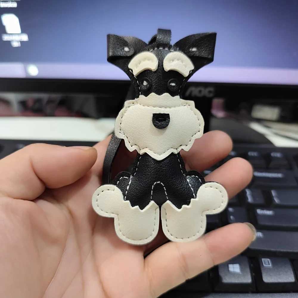 Schnauzer Cute Dog PU leather Womens and Mens Bag Pendant Key Pendant keychains Bag charm W251021