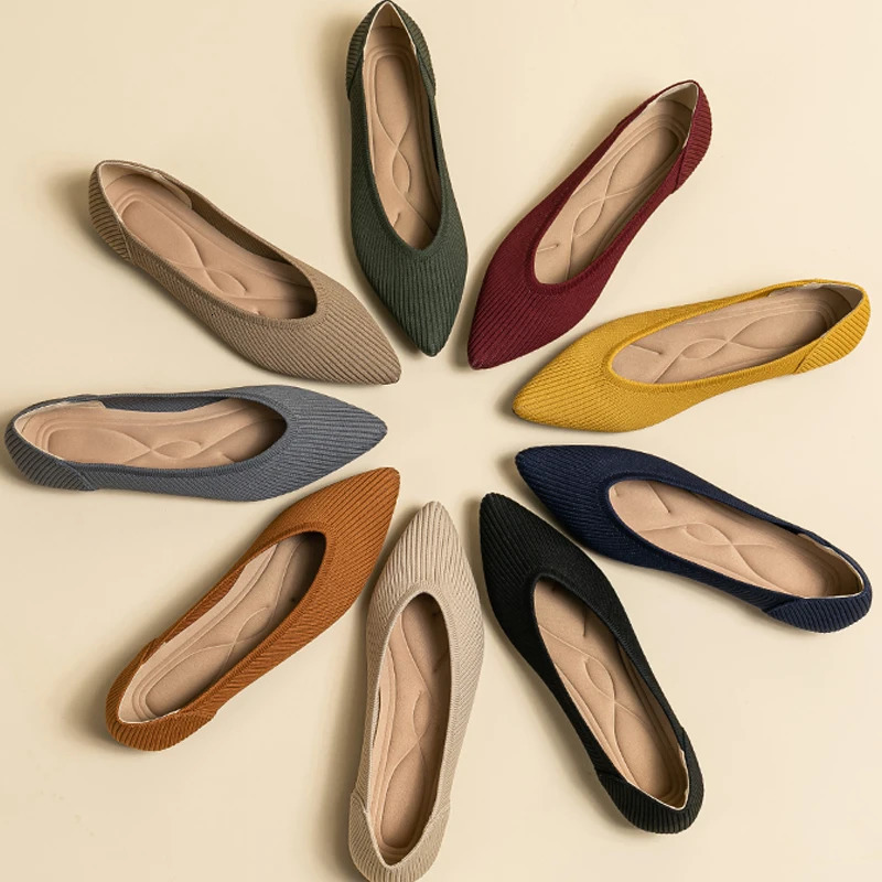 Womens flat shoes elastic soft casual fashionable breathable antiskid rubber sole pointed comfortable shoes for pregnant women 251021