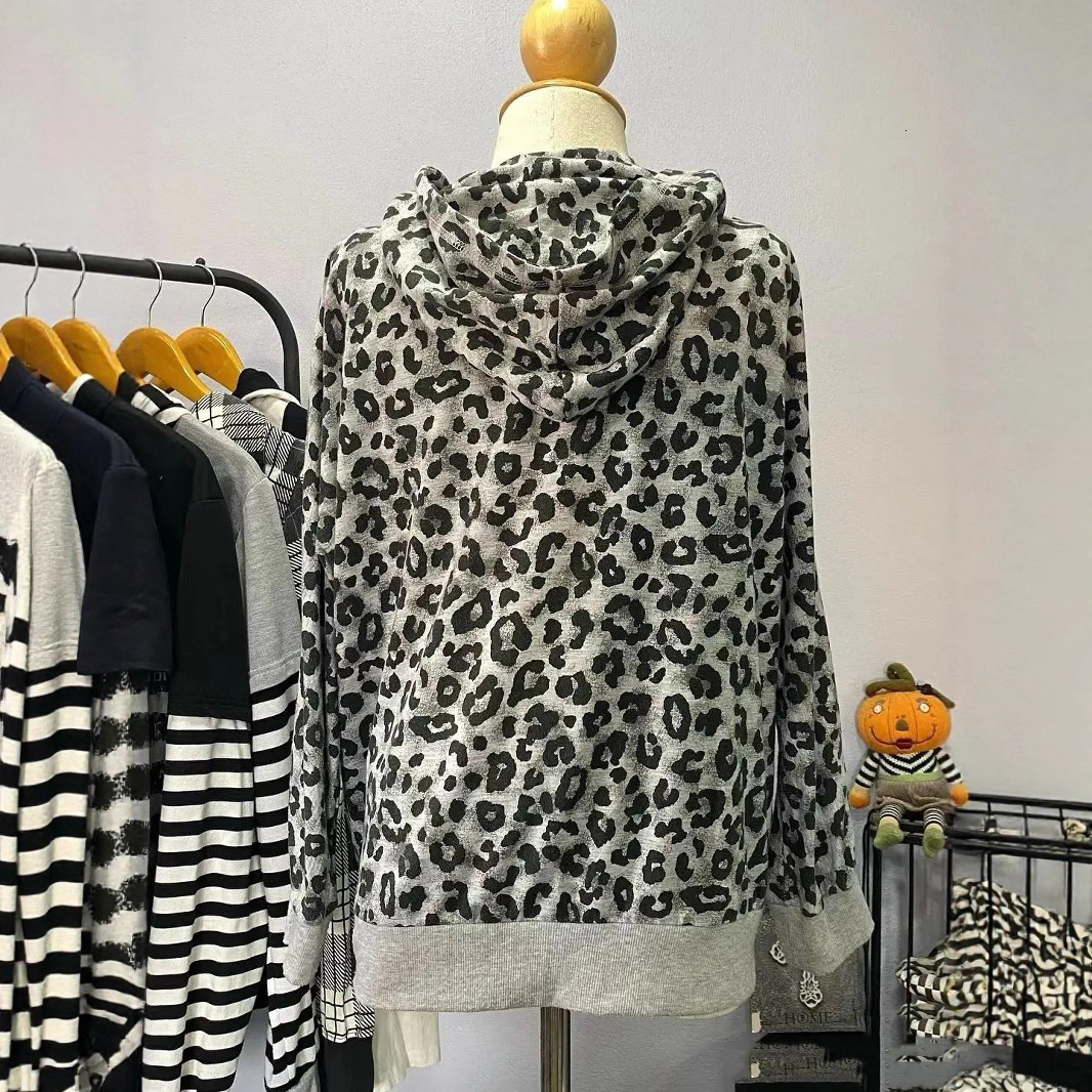 2025 American retro spicy leopard print hooded sweatshirt retro women's new autumn and winter zipper jacket designer luxury hooded sweatshirt