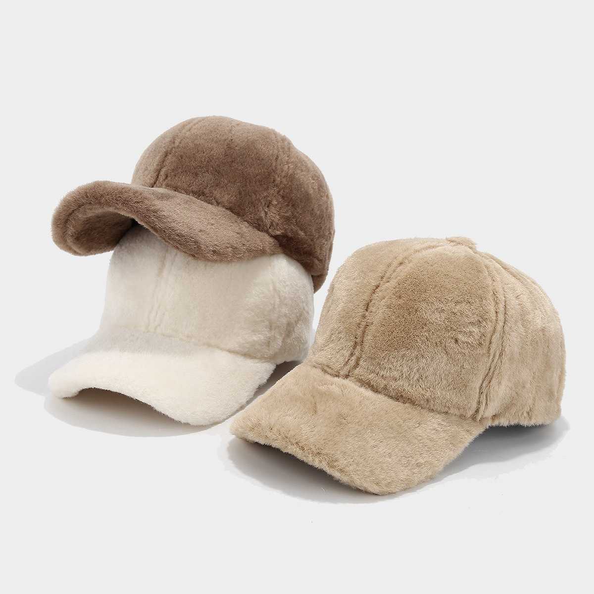Winter Simple Solid Color Thickened Duckbill Cap Women Plush Coldproof Casual Baseball Cap Men Outdoor Sunshade Hat H251020 AKKB