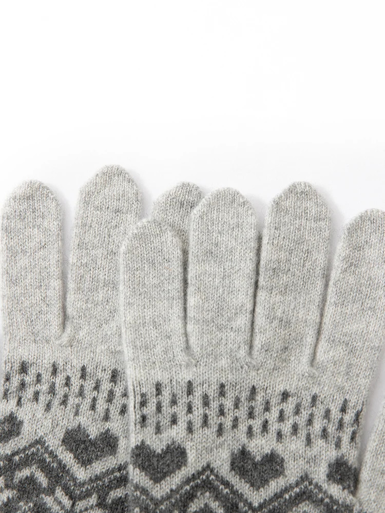 Women Jacquard Gloves Christmas Pattern Snowflakes 100 Baby Cashmere Thin Knitted Winter Thermal Gloves 251020