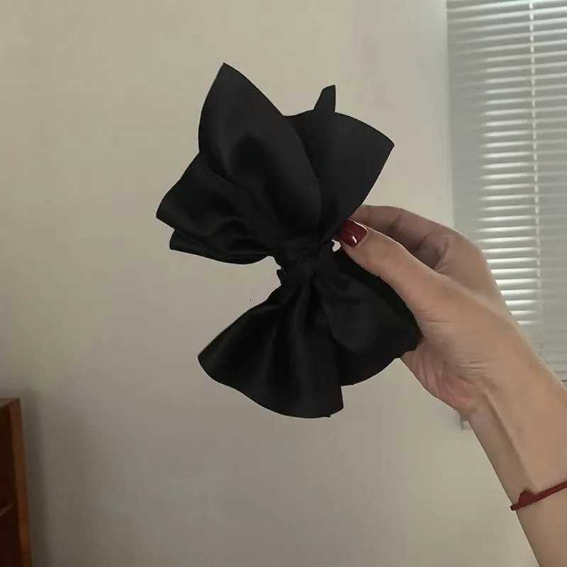 Large Black Bow Satin Hair Claw Clip Elegant NonSlip Strong Hold Grip Hair Jaw Clip For Thick Hair AccessoriesW254021