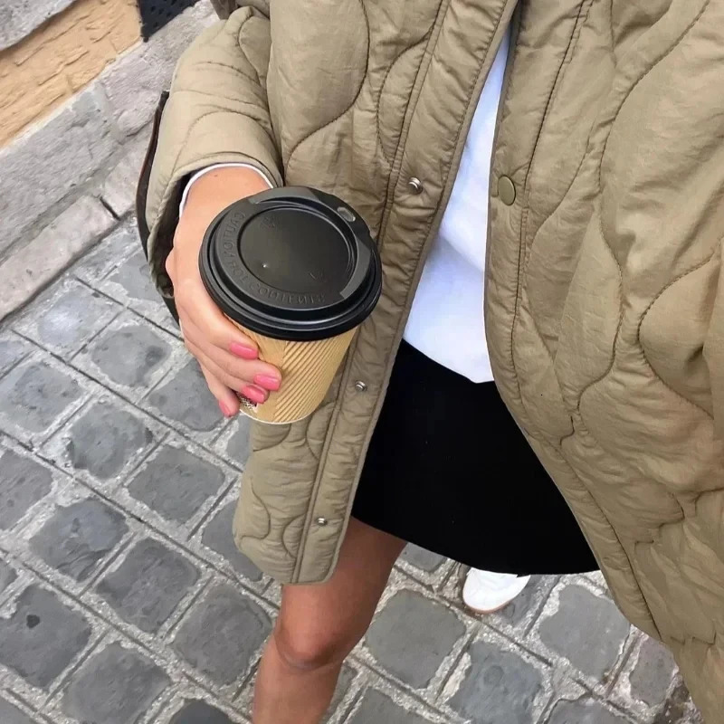 MUJER 2025 Quilted Jacket Women Parkas Long Sleeve Padded Coat Woman Warm Winter Woman Coats Casual Demiseason Jacket for Women 251021