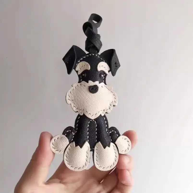 Handmade Real Leather Schnauzer Cute Bag Pendant Keychain Gift Cute Decoration Suitable For Bags Exquisite Charm Bag Accessories W251021