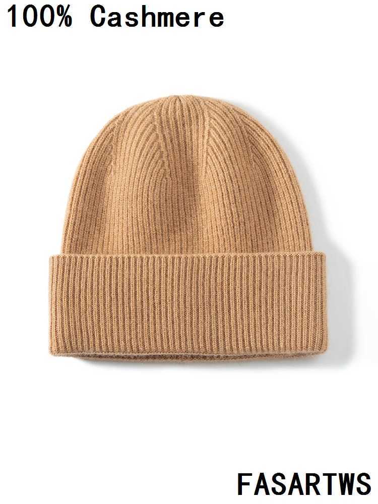FASARTWS Unisex High Quality 100 Cashmere Knitted Hat for WomenMen Casual Beanie Hat Thicken Cap Winter Soft Warm Cashmere Cap J251021