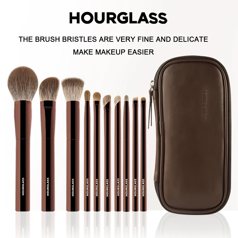 Hourglass Makeup Brush Set 10 Soft and Convenient Eyeshadow Concealer Stucco Grooming Face Makeup Brushes 251015