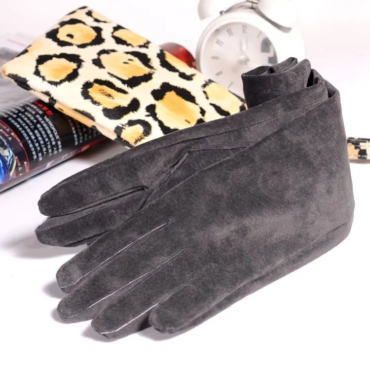 2025 FallWinter Fashion Women Pigskin Suede Genuine Leather Fold Long Glove Lady 304050cm BlackPinkRed Classic Luvas Mujer 251020