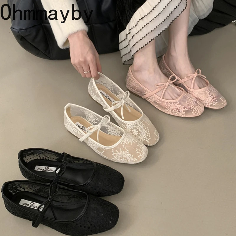2025 Spring Lace Women Mary Jane Shoes Fashion Slip On Comfort Street Style Soft Sole Female Dress Flats Shoes 251021