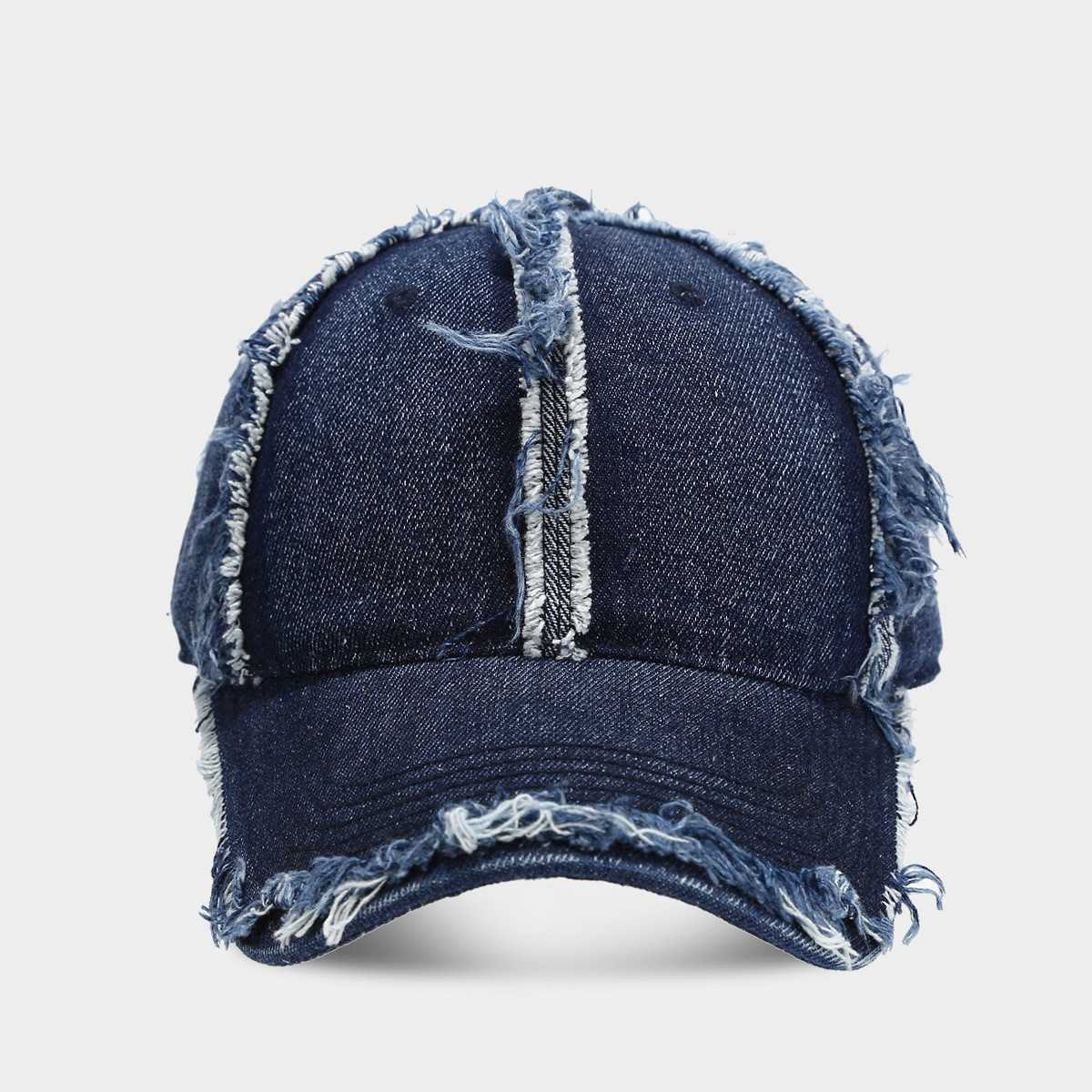Denim Frayed Soft Top Baseball Cap for Women Slimming Vintage Fashion Duckbill Cap for Men Couple Sun Hat H251020
