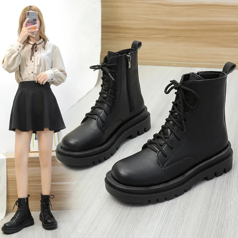 Womens Platform Shoes Autumn Round Toe Side Zipper Ankle Boots for Women Casual Sneakers Outdoor Womens Platform Boots 251021