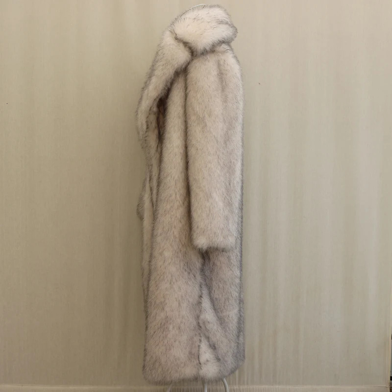 Barbiken same mens fur coat winter warm mink long big fur collar casual plus size 251021