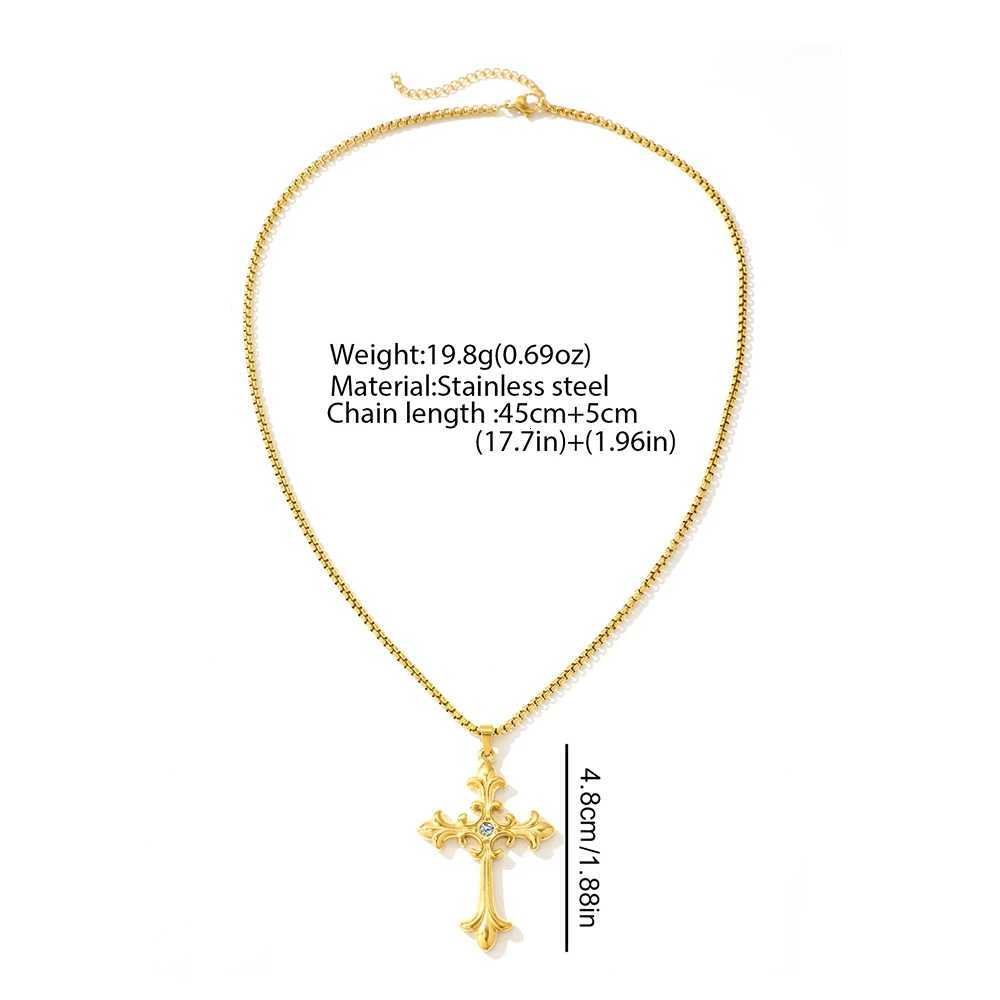 Stainless Steel Necklace Hip Hop Street Creative Fashion Cross Pendant Necklace For Women Jewelry Party Commuter MatchingXJ251018