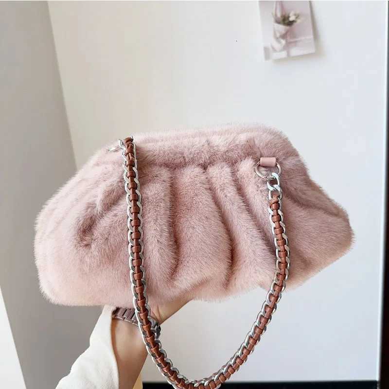 Womens Fur Handbag 2025 New Designer Luxury Bag Imitation Mink Fur Cloud Bag Plush HandbagXJ251021