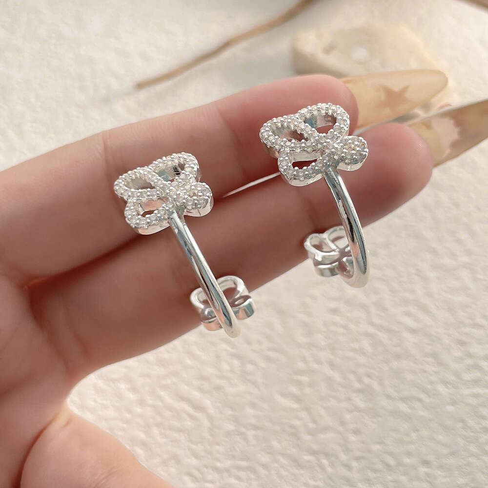 Luojia New Style Hollow Full Dia Letter Earrings Women's Ear Jewelry Brass Accessories