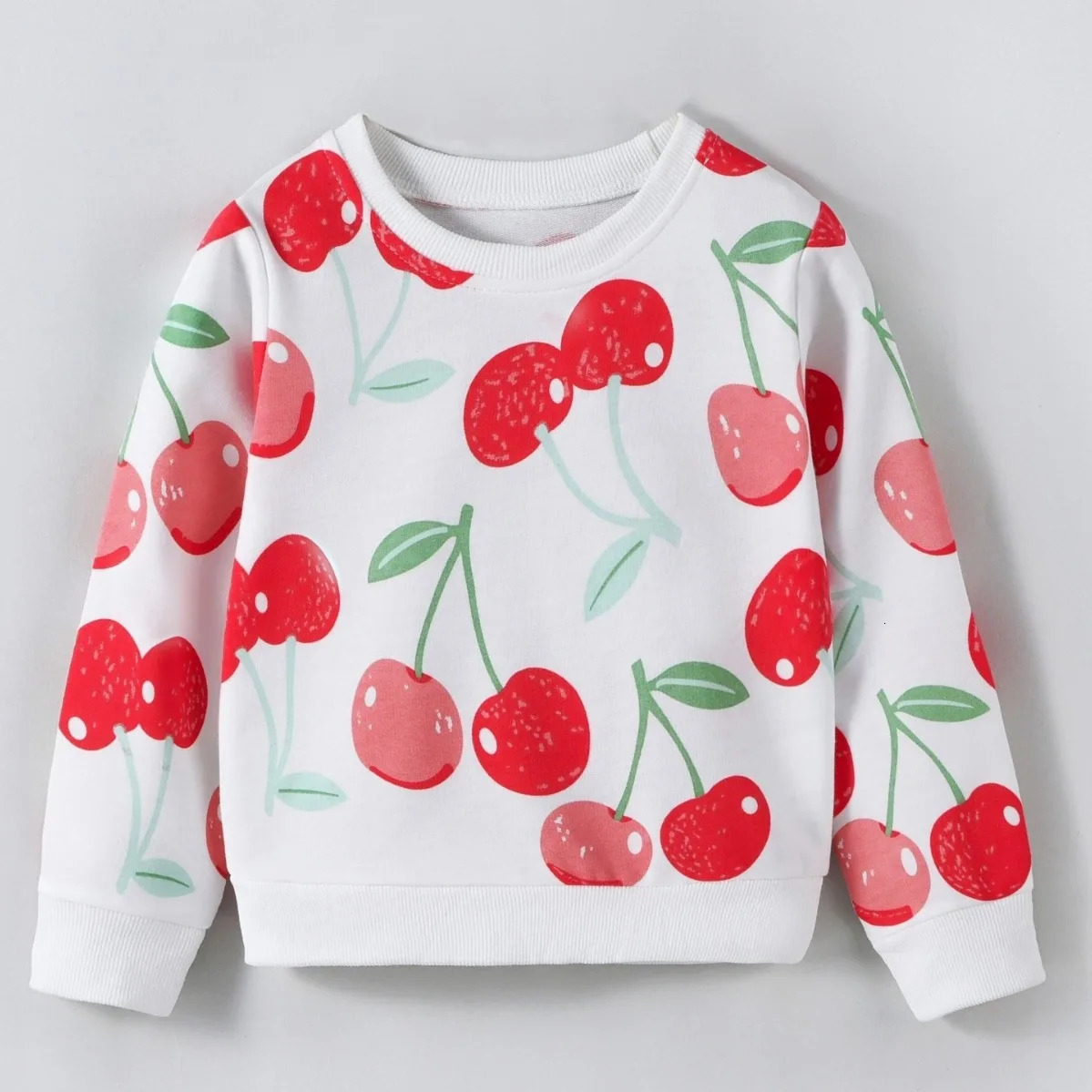Girls Sweatshirts Fashion Cherry Print Pullover for Kids Spring Autumn Long Sleeved Children Tops Baby Tshirts Toddler Outfits 251021