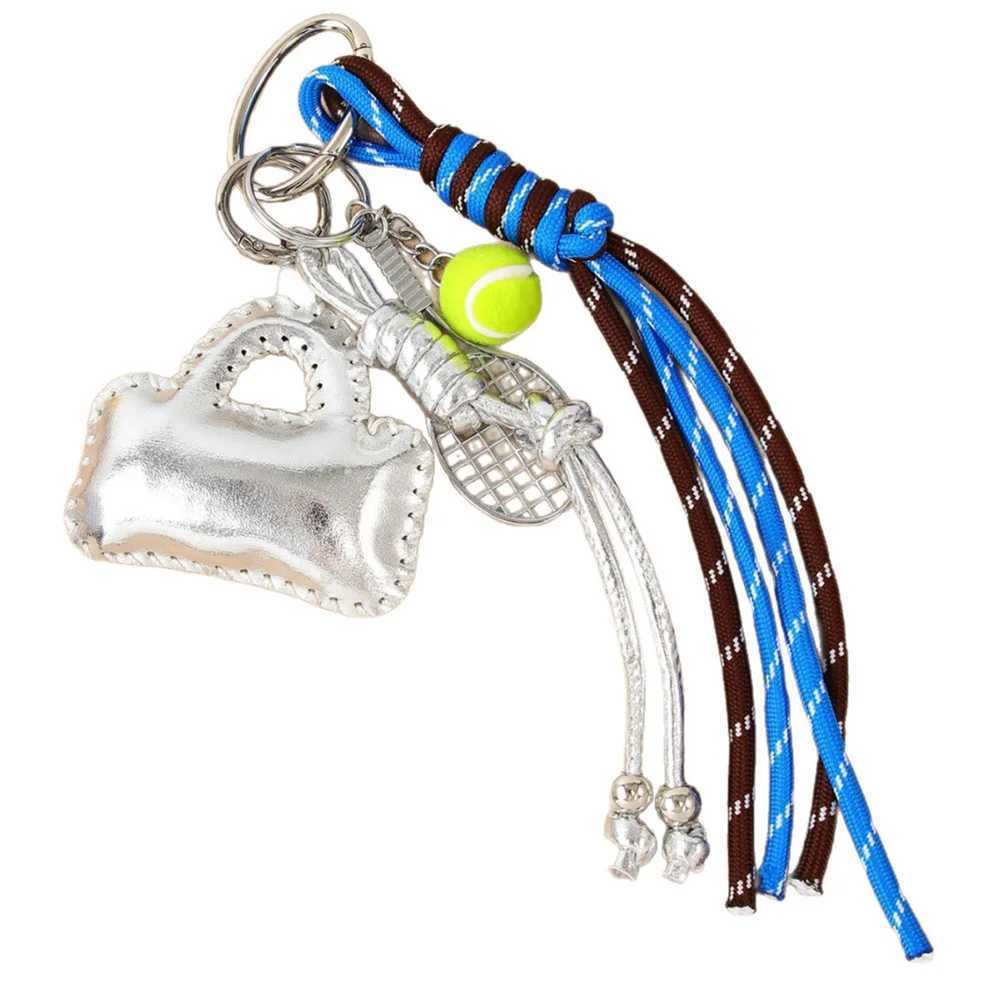 INS Style PU Leather Little Bag Pendant Keychain Exquisite Bag Charm Woven Rope Tennis Racket Hanging Piece Trend AccessorieA316 W251021