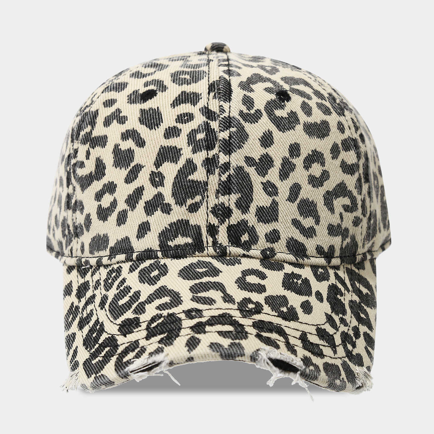 Leopard Print Trendy Baseball Cap Unisex Fashion Personality Distressed Versatile Trendy Duckbill Cap Spring Autumn Style H251020