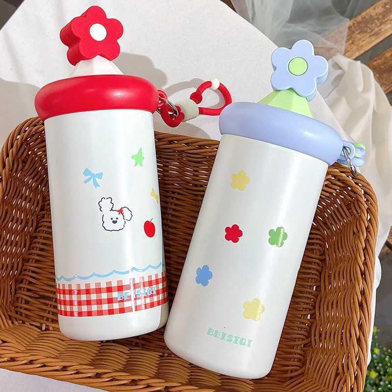Portable Insated Steel Water Cup for Girls with Straw And Printed Handle HighAesthetic Portable Drinkware Y251021