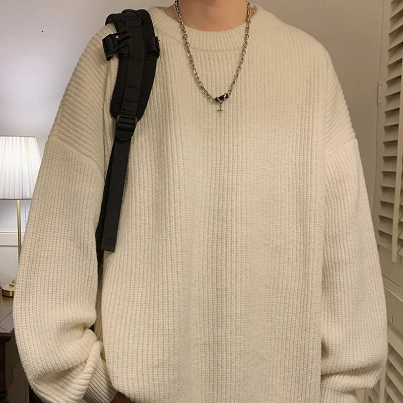 TFETTERS Japan O Neck Pullovers for Men Knitwear 2025 Autumn Winter Solid Color Comfortable Sweaters Man Clothes Teenagers 251020
