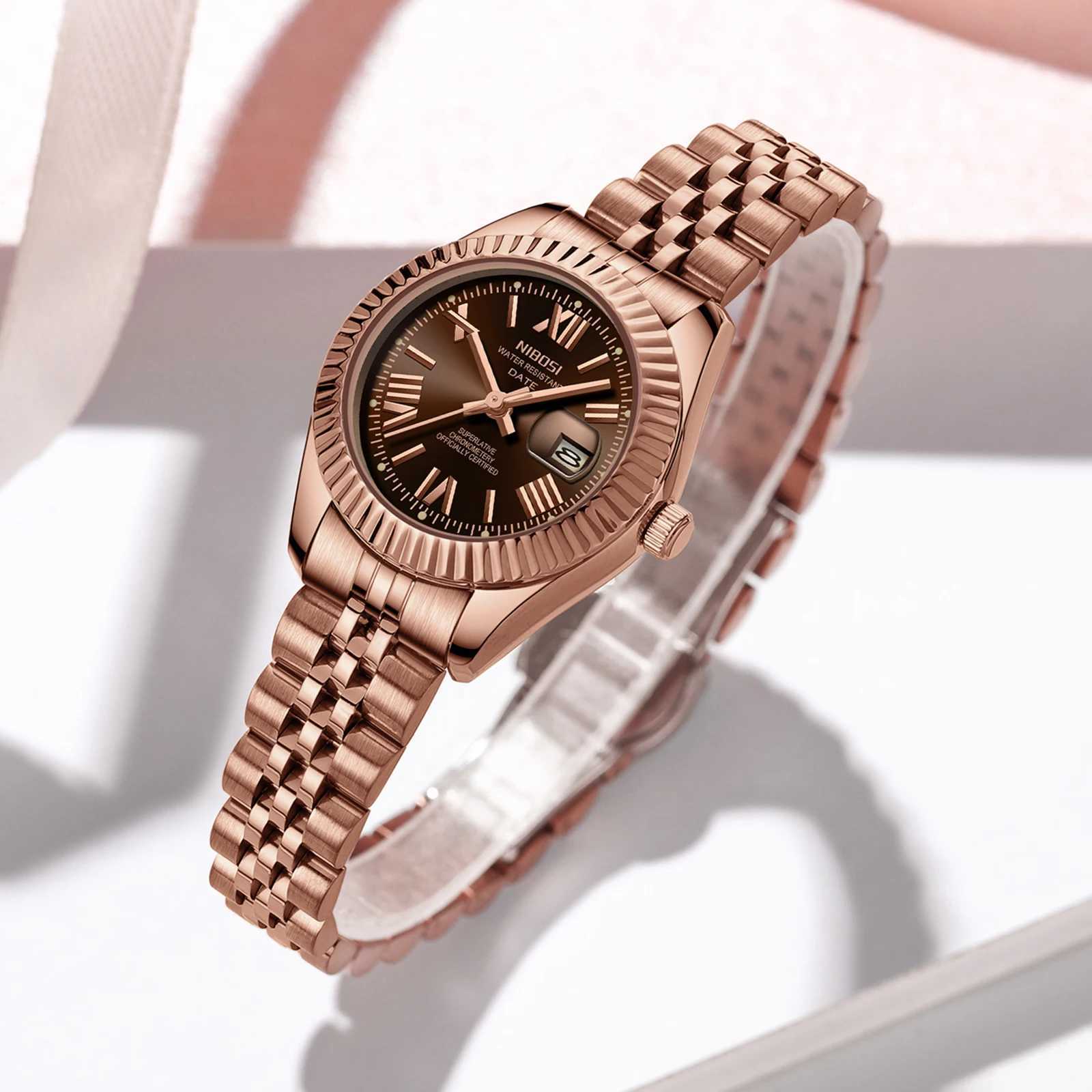 NIBOSI Womens Analog Quartz Waterproof Ladies Wrist es with Date Dainty Gold Fashion Luxury Stainl SteelXJ251021