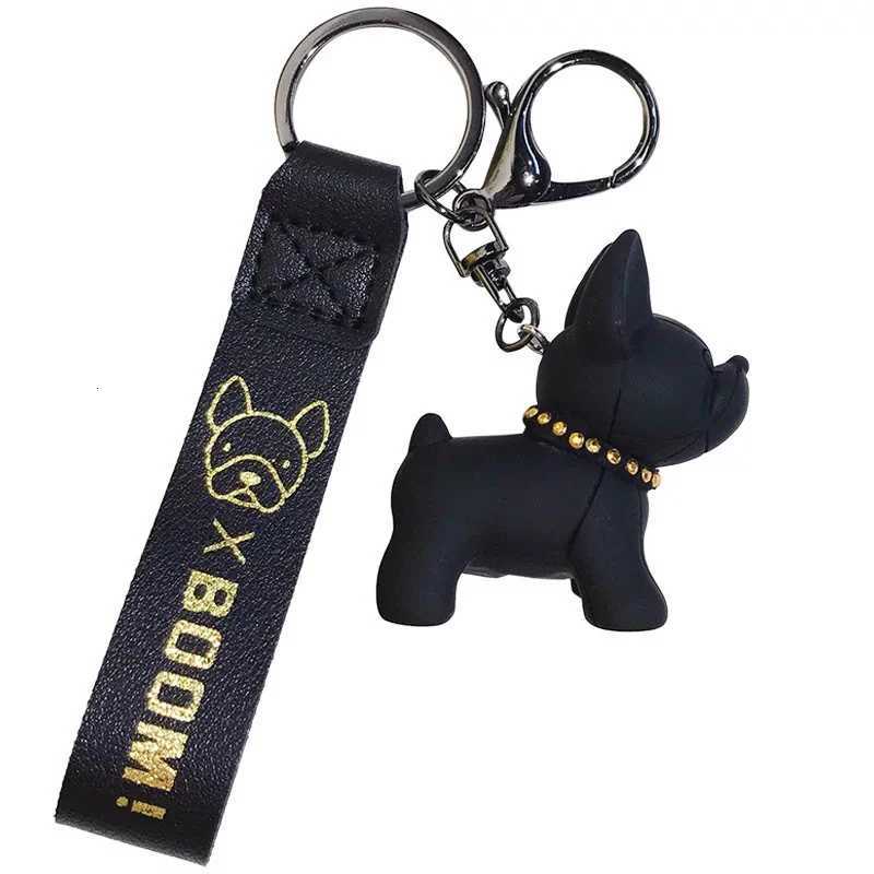 1PC Punk French Bulldog Keychain PU Leather Dog Keyring Fashion For Women Bag Car Pendant Jewelry Trinket Key Ring Key Chain W251021