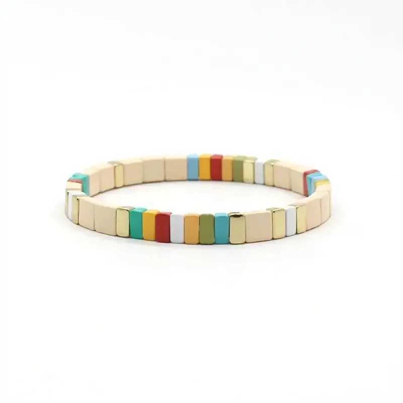 DIY Macaron Color Matching Fashion Ladies Enamel Bracelet Stacking Set Rainbow Painting Oil Colorful Charm Bracelet Jewelry J251021
