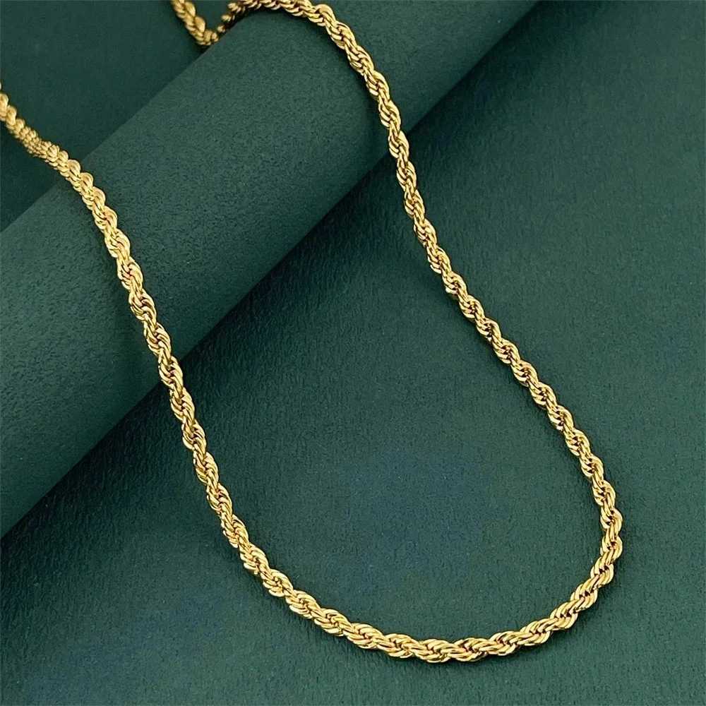 Lihong Luxury 925 Sterling Silver Gold Plated 3MM Twisted Rope Necklace for Women Men Accessories Jewelry 4060CMXJ251018