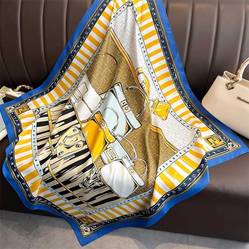9090cm Square Shawls Wraps Floral Print Neck Scarf For Wen Silk Satin Neck Scarfs Ladies Bandana Foard Scarves FaW251021
