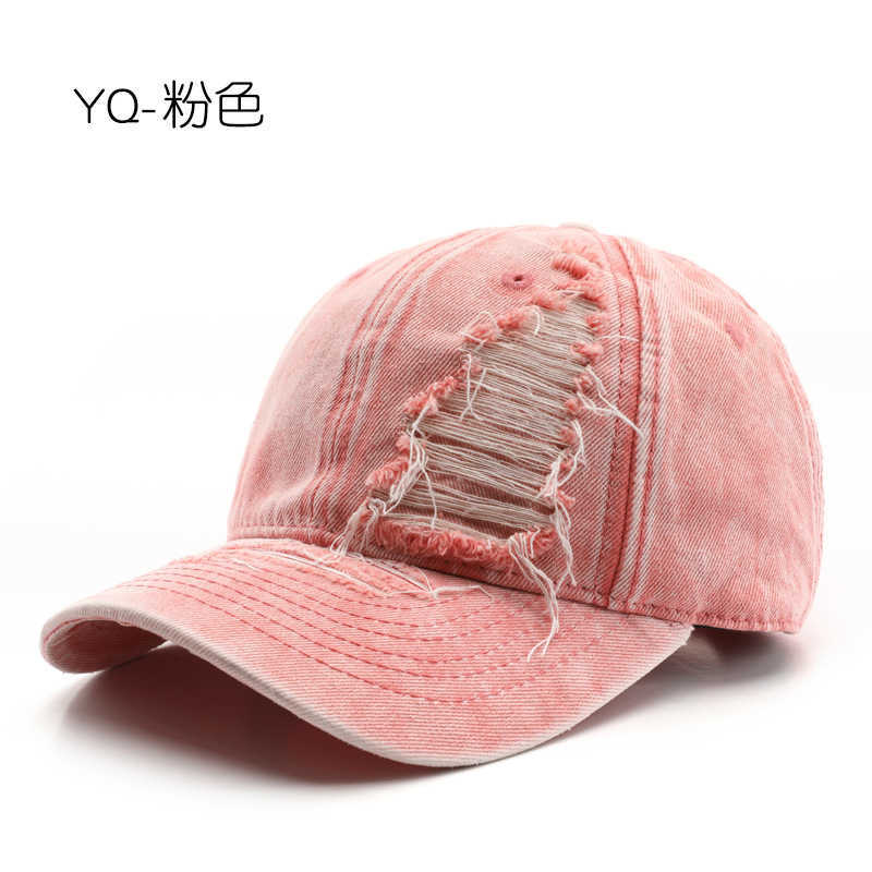 Style Personality Women Spring Autumn Solid Color Ripped Washed Plain Duckbill Cap Outdoor Men Sun Protection Baseball Cap H251020
