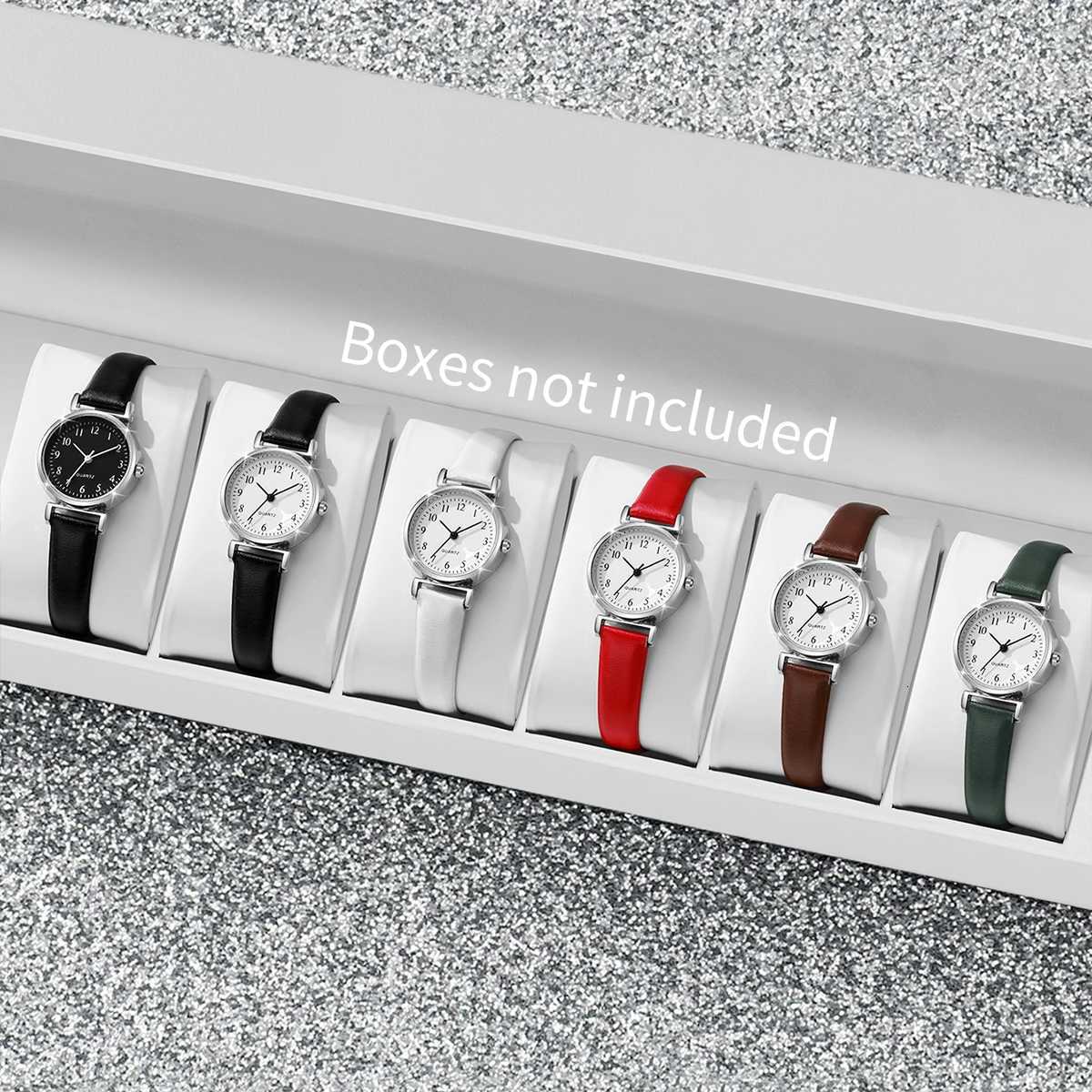 6PCSSet Fashion Small Dial Women es Casual Leather Str Quartz Reloj Mujer Girls Clock GiftWithout BoxXJ251021