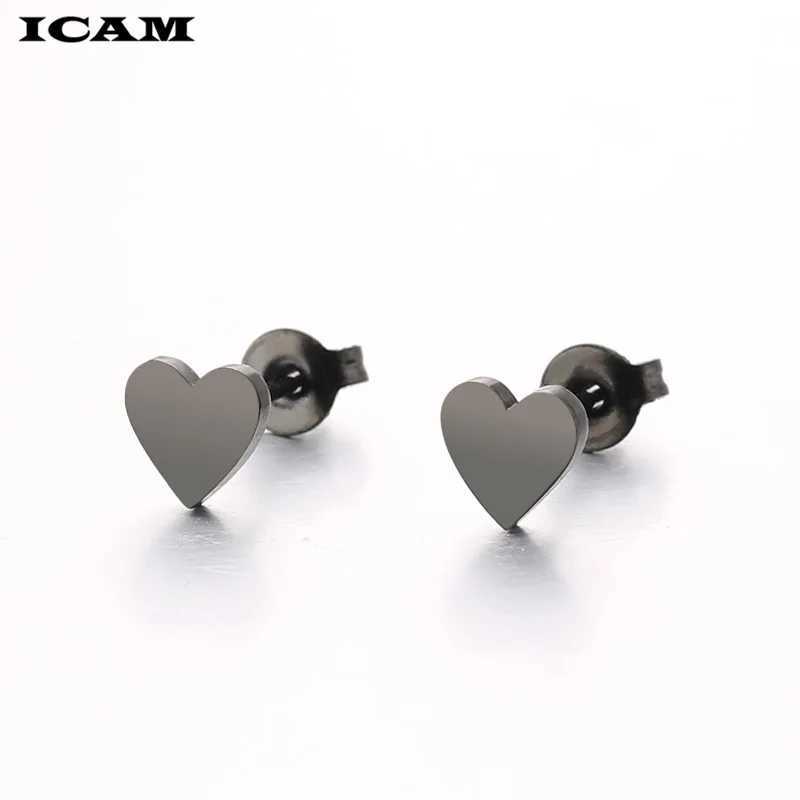 ICAM Women Golden Stainless Steel Cute Stud Earrings Carnations for Girlsl Heart t Earrings Minimalist Jewelry J251021