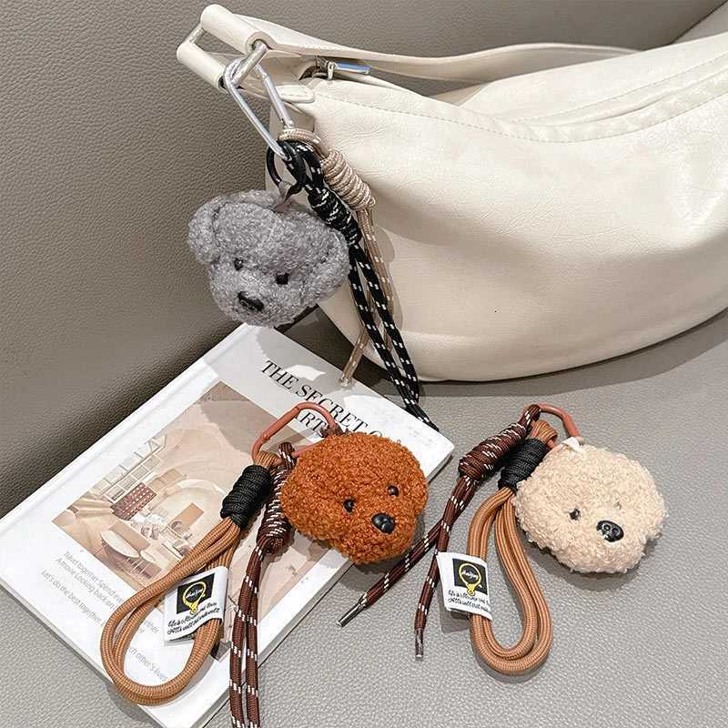 Plush Puppy Dog Keychain Braided Rope Bag Pendant Keyring Creative Fashion Pendant Simple Allmatching Bag Decoration Accessorie W251021
