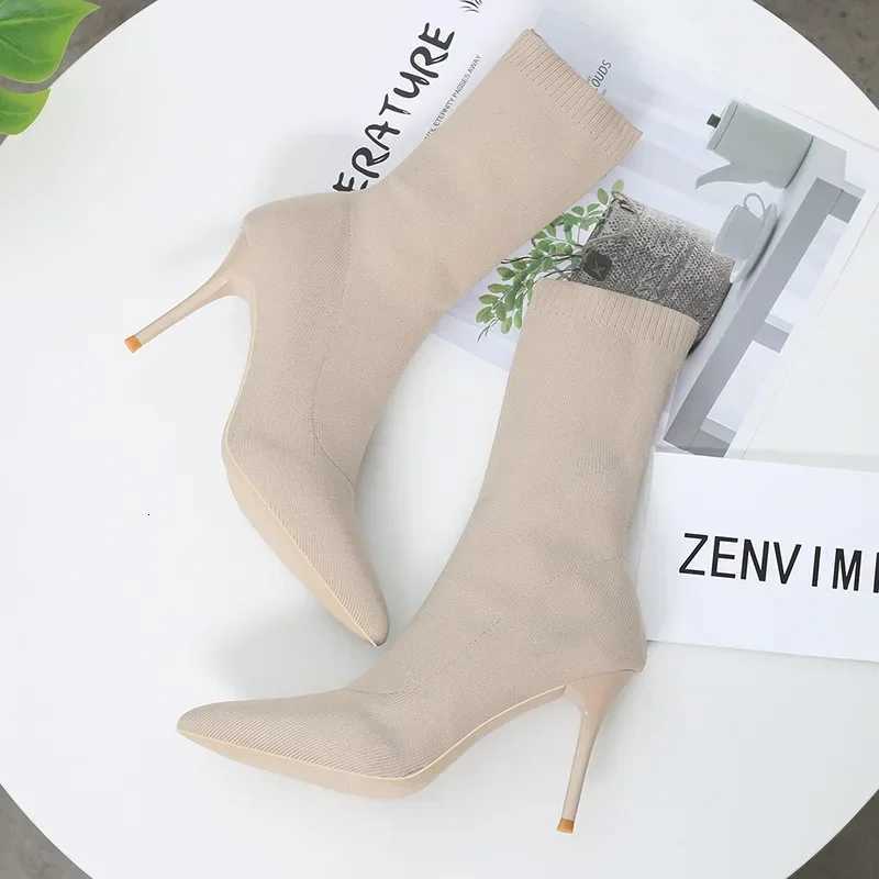 Sexy Sock Boots Knitting Stretch Boots High Heels for Women Fashion Shoes 2024 Spring Autumn Ankle Boots Female Z251020