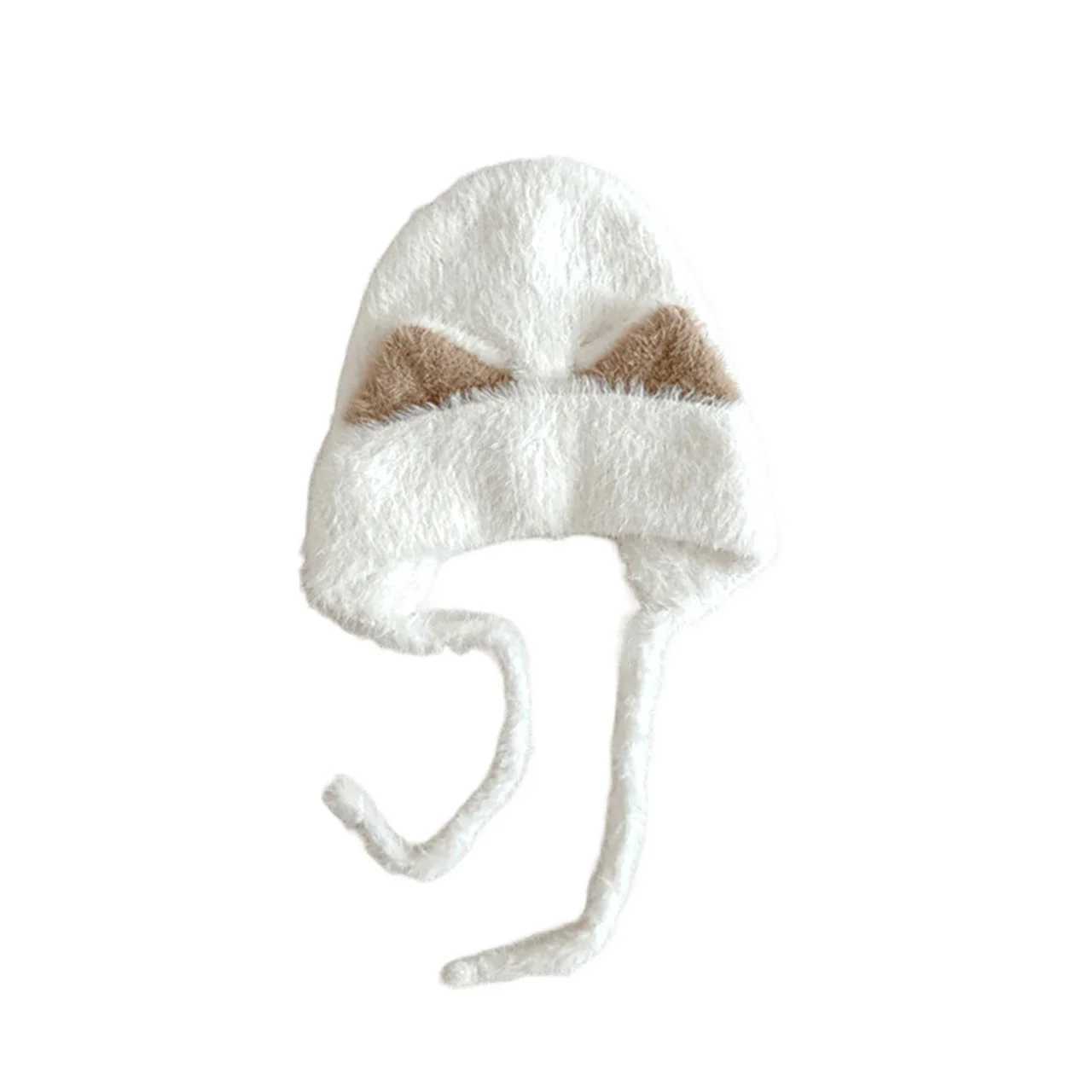 Cute Cat Baby Ear Protection Cap Winter Warm Thick Fur Knit Hat Solid Color Cartoon Kids Boy Girls Plush Hats J251021