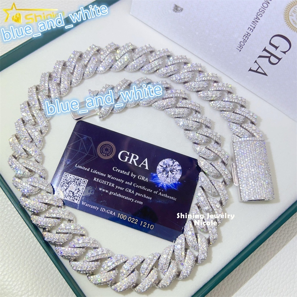 Top Quality Pass Diamond Tester Big Heavy Solid 925 Silver 20MM Men Miami Moissanite Cuban Link Chain